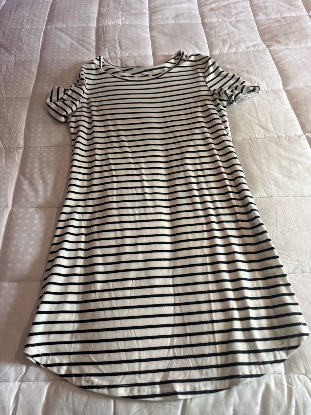 Striped Short Sleeve Women's Dress in Black and White